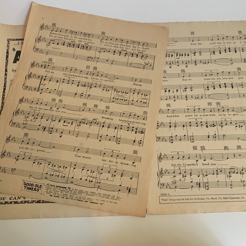 Vintage Sheet Music, Coquette - Etsy