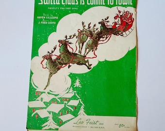 Vintage Sheet Music, Santa Claus is Comin' To Town
