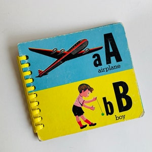 Vintage Children&#39;s Alphabet Book, Board Book, Spiral Bound
