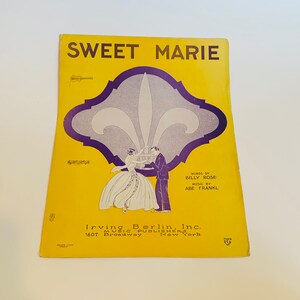 Vintage Sheet Music, Sweet Marie
