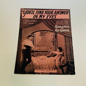 Vintage Sheet Music, You&#39;ll Find Your Answer In My Eyes