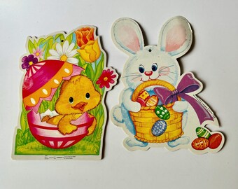 Vintage Easter Decor, Wall Art, Amscan, Chick, Bunny