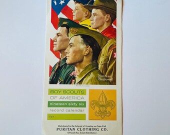 Vintage Wall Calendar 1966, Boy Scouts of America, Norman Rockwell, Growth of a Leader