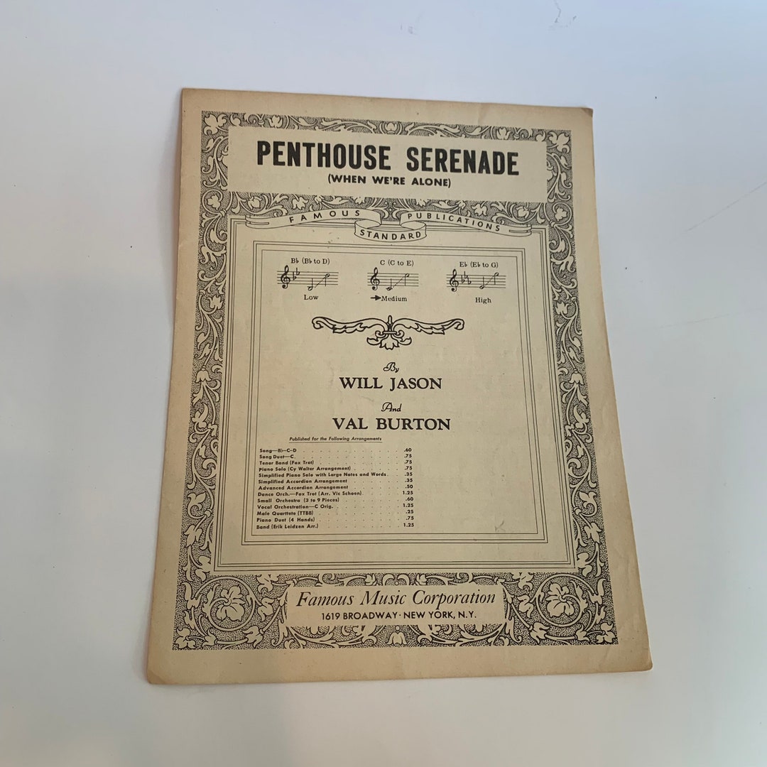 Vintage Sheet Music Penthouse Serenade When We Re Alone Photo Inspiration