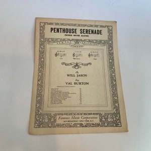 Vintage Sheet Music, Penthouse Serenade (When We&#39;re Alone)