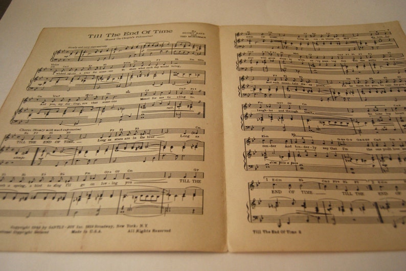 Vintage Sheet Music Till the End of Time Etsy