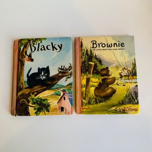 Vintage Children&#39;s Book Pair, Brownie and Blacky