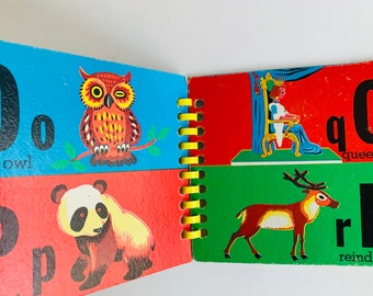 Vintage Children's Alphabet Book, Board Book, Spiral Bound