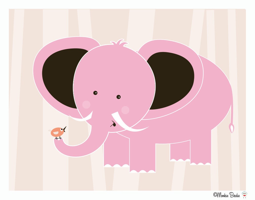 Pink Animal Nursery Art Prints Set of Four 8X10 Etsy