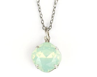 Handmade Aqua Swarovski Crystal Pendant Necklace