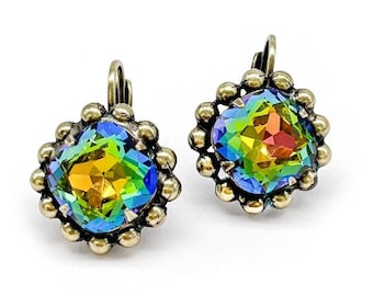 Cushion cut vitrail earrings