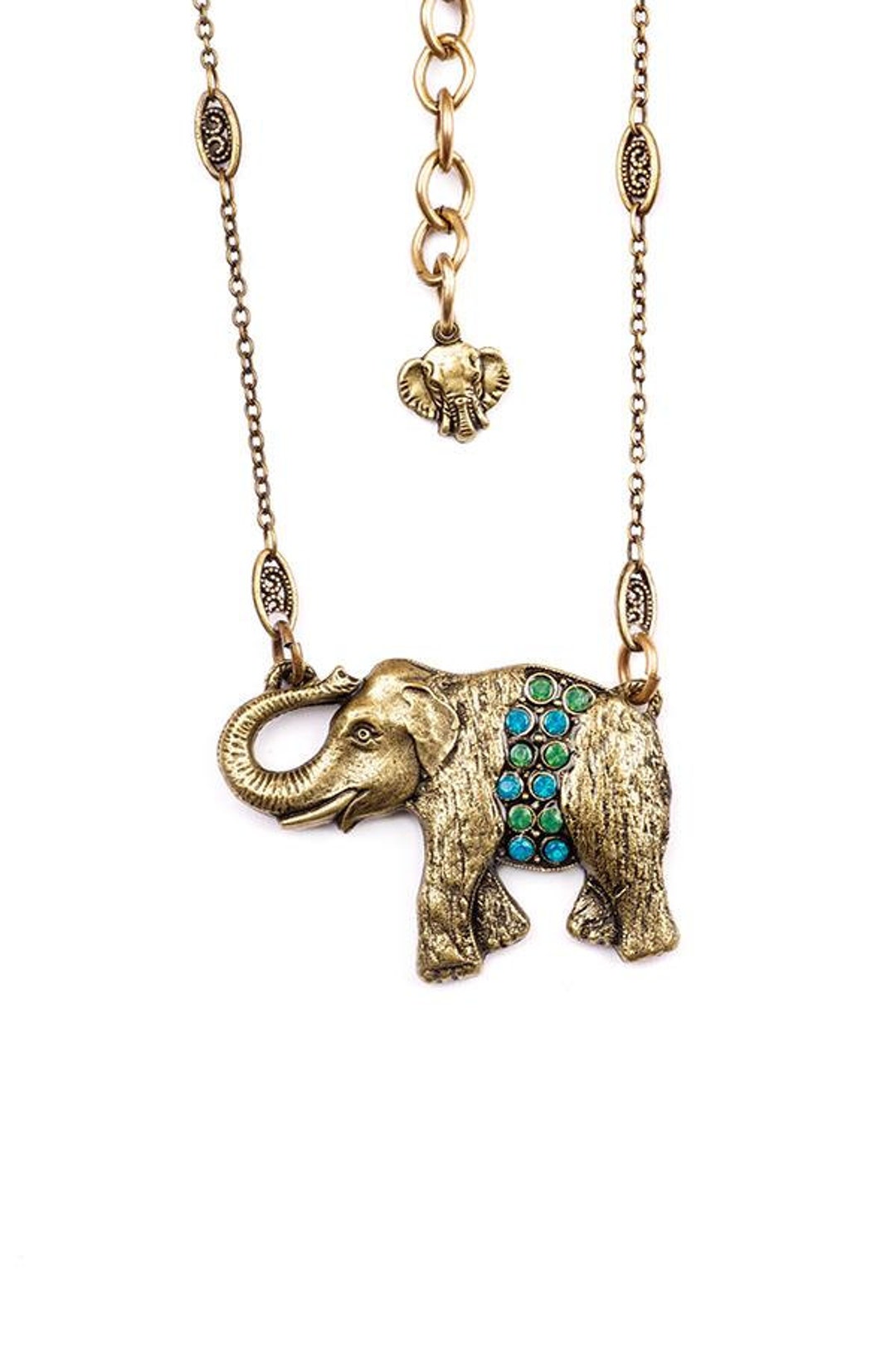 Collier Pendentif Éléphant Cristal – Ton Argent, Finition Ancienne, Neuf Avec Étiquettes