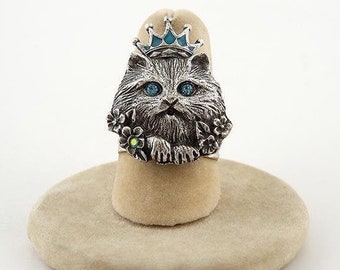 Silver Cat Ring Handmade