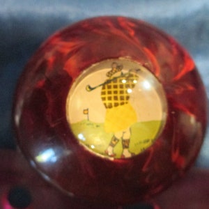 Vintage  NOS Bakelite shift knob with ORIGINAL GOLFER Satin Gift Bag