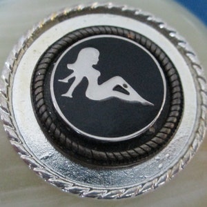 MUDFLAP Metal top on Tibetan Silver disc on genuine onyx paperweight