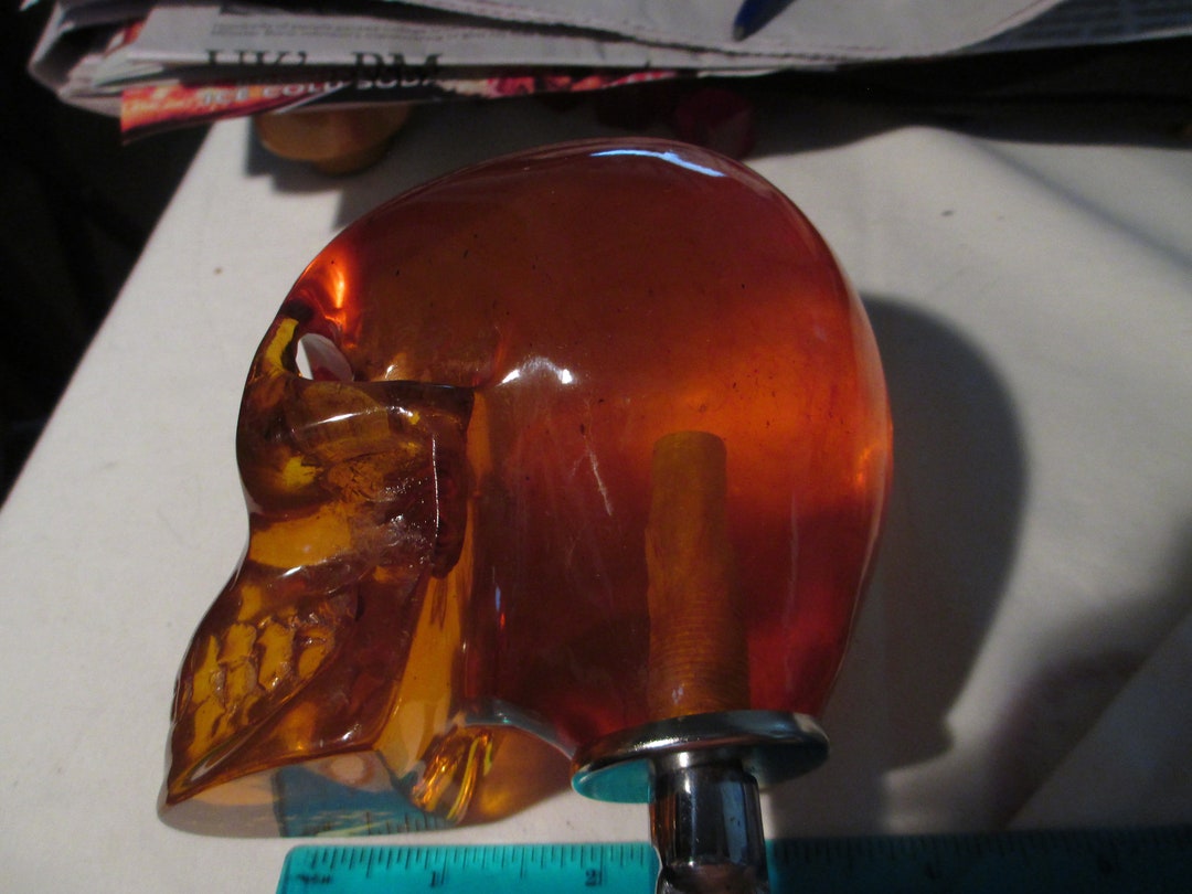 Huge Skull Faux Amber Shift Knob 3/8 24 Threads. Fits Old Etsy