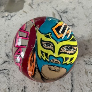 Vintage Mexican wrestler GABO  Lucite Shift Knob Fits Harley/Indian Levers / Satin Gift Bag