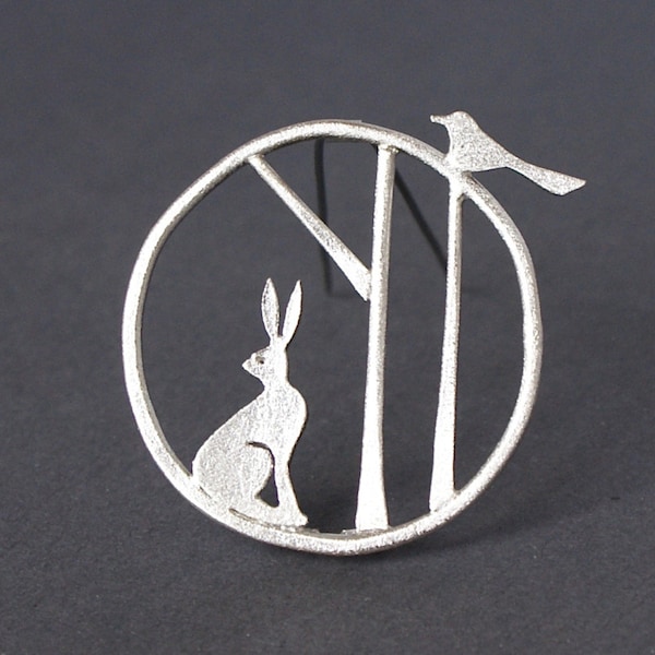 Edge of the woods hare brooch