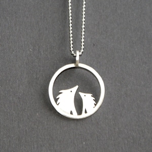 Silver circle hedgehog necklace