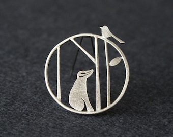 Edge of the woods badger brooch