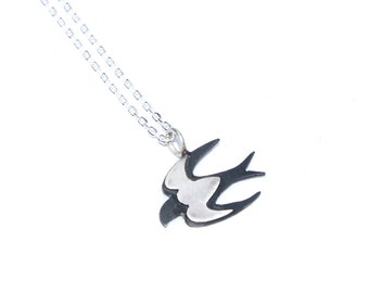 Silver swallow necklace