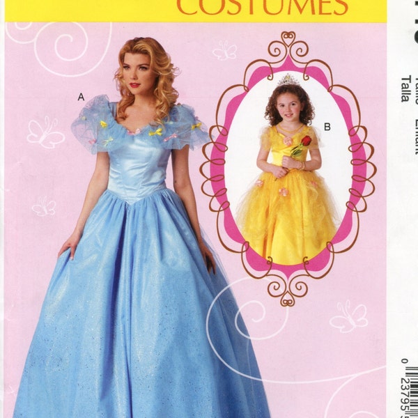 Disney-style Beauty & Beast BELLE or CINDERELLA Princess Ball Gown Dress Cosplay Sewing Pattern; Girls Kids 3-8, McCall's 7213 OOP!