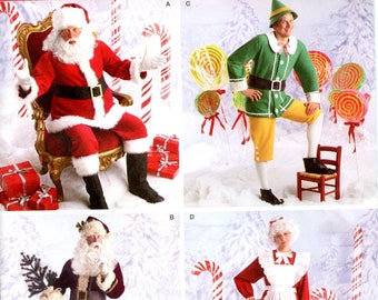 Men & Women Classic Santa Claus Suit, Mrs Claus and Elf Costumes Cosplay Sewing Pattern Simplicity 2542 Adult XS - M