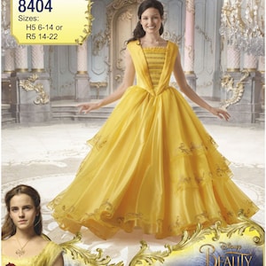 DISNEY Licensed BELLE Beauty & the Beast Princess Ball Gown 2017 Cosplay Sewing Pattern, Simplicity 8405 Girls 3-8 or 8404 Adult 14-22 OOP!