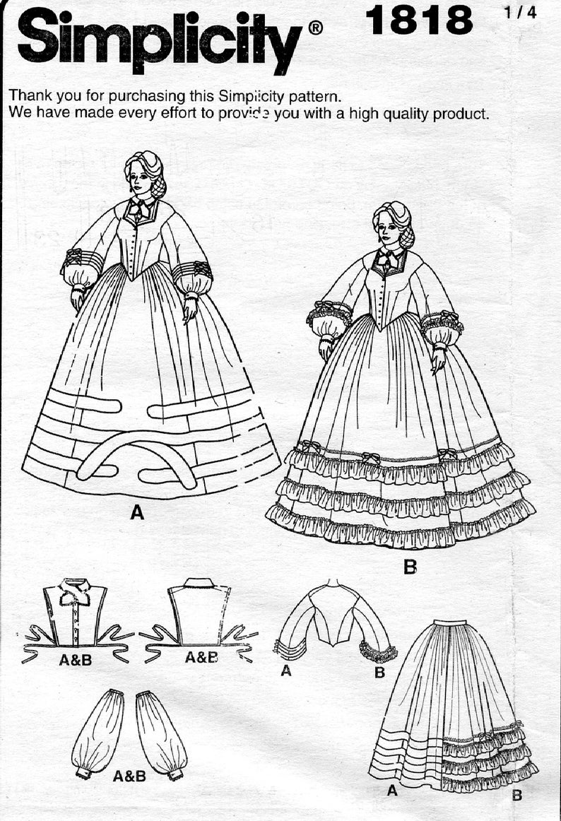 Historical Civil War Day Dress Sewing Pattern Simplicity Etsy