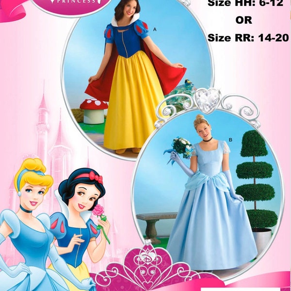 Official Licensed DISNEY Princess Snow White & Cinderella Cosplay Costume SEWING Pattern Simplicity #2813, Adult sizes 6-12 OOP!