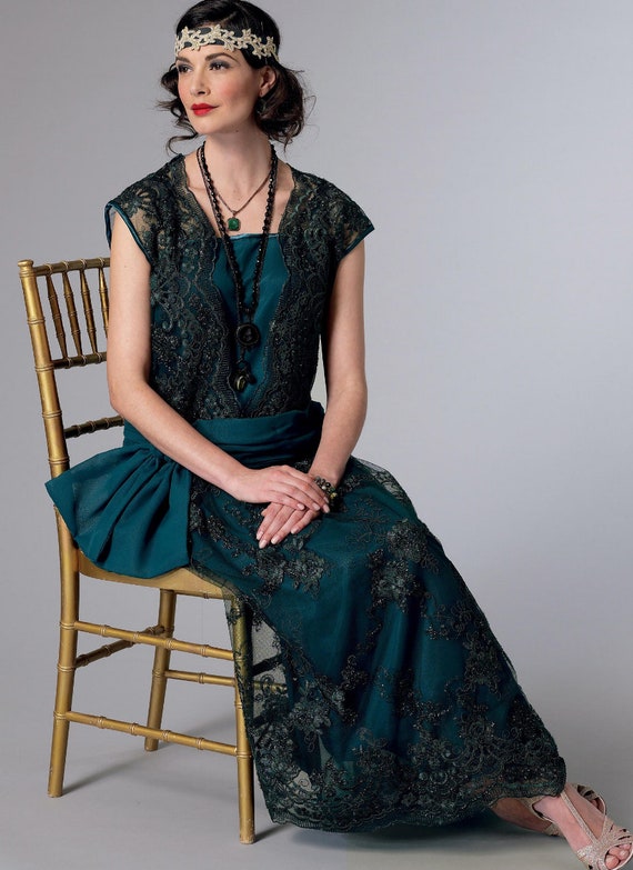Historique des annees 20 Downton Abbey robe taille basse a clapet de style patron de couture de Costume Cosplay Overdress Butterick 6399 tailles 6 22 nouveau Etsy France