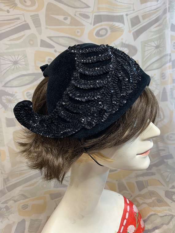 The Wm. H. Block Co. Black Sequin and Felted Velo… - image 4