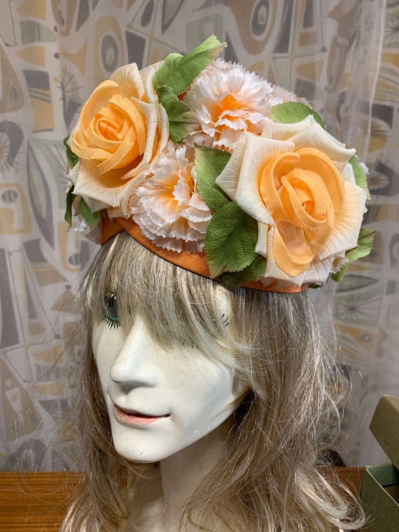 Marshall Field & Company Orange Roses Faux Floral 