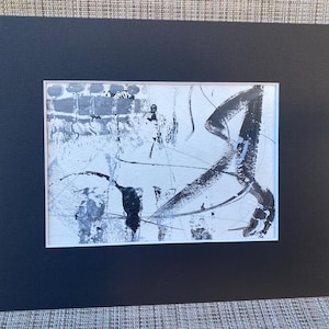 Original Abstract Painting: Black & White Modernist Art (5x7&quot;, 8x10&quot; Mat)