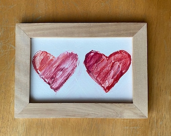 Personalized Two Hearts Art: Hand-Painted Valentine's Gift