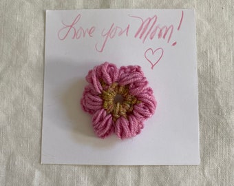 Crochet flower brooch, crochet flower barrette, crochet flower, personalize with your message, flowers that don’t fade