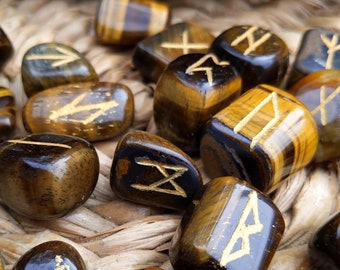 Tiger Eye Futhark Runes Set