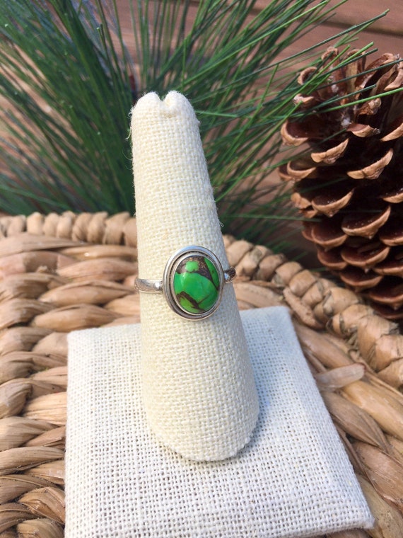 Copper Green Turquoise size 8 - 925 silver - Reik… - image 5