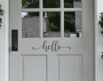 Hello Decal For Front Door | Hi Front Door Decal | Welcome Door Sticker | Door Decal  | House Warming Gift | Script Wording | SF01