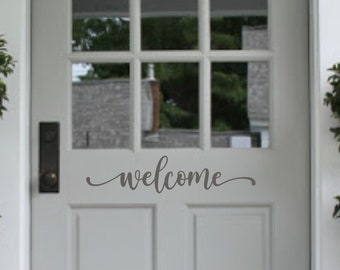 Welcome Decal For Front Door | Hi Front Door Decal | Welcome Door Sticker | Door Decal  | House Warming Gift | Script Wording | SF01