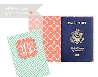 Personalized Passport Cover - Heavy Vinyl with Cardstock Insert - You Choose Colors & Personalization Style - US Passport - Greek Key