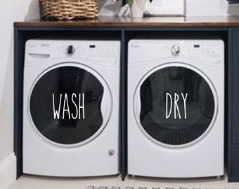 Laundry Room Wash Dry Decal | Laundry Decal | Laundry Room Sticker | Farmhouse Laundry Room Decor | Floral Wreath | Washer Dryer Words |