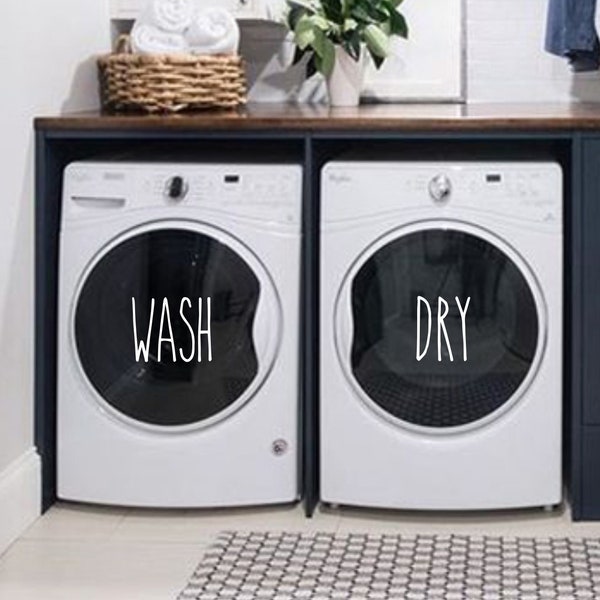 Laundry Room Wash Dry Decal | Laundry Decal | Laundry Room Sticker | Farmhouse Laundry Room Decor | Floral Wreath | Washer Dryer Words |