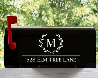 Farm House Laurel Monogram Mailbox Decal | Address Decal | Last Name Monogram | Personalized Mailbox | New Home | Curb Appeal | MBW6B