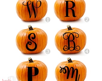 Pumpkin Letter Decals | Personalized Pumpkin | Pumpkin Monogram Sticker | Fall Porch Decor | Fall Decal | Front Door | Halloween Decorations