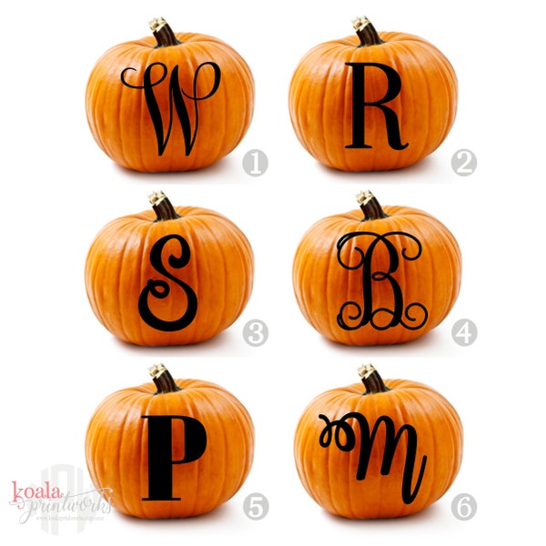 Pumpkin Letter Decals | Personalized Pumpkin | Pumpkin Monogram Sticker | Fall Porch Decor | Fall Decal | Front Door | Halloween Decorations