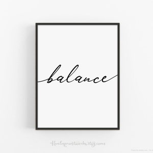 Simple Wall Art for Office / Office Art / Minimalist Art / Balance / Motivational Art / Printable Art / Instant Download / Bianco e nero