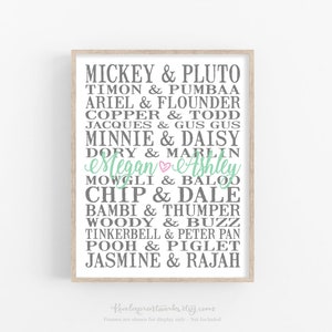 Personalized Best Friend Gift | Besties | Disney Inspired Best Friends Art Print | BFFs | Sorority Sisters | Maid of Honor | Best Friend