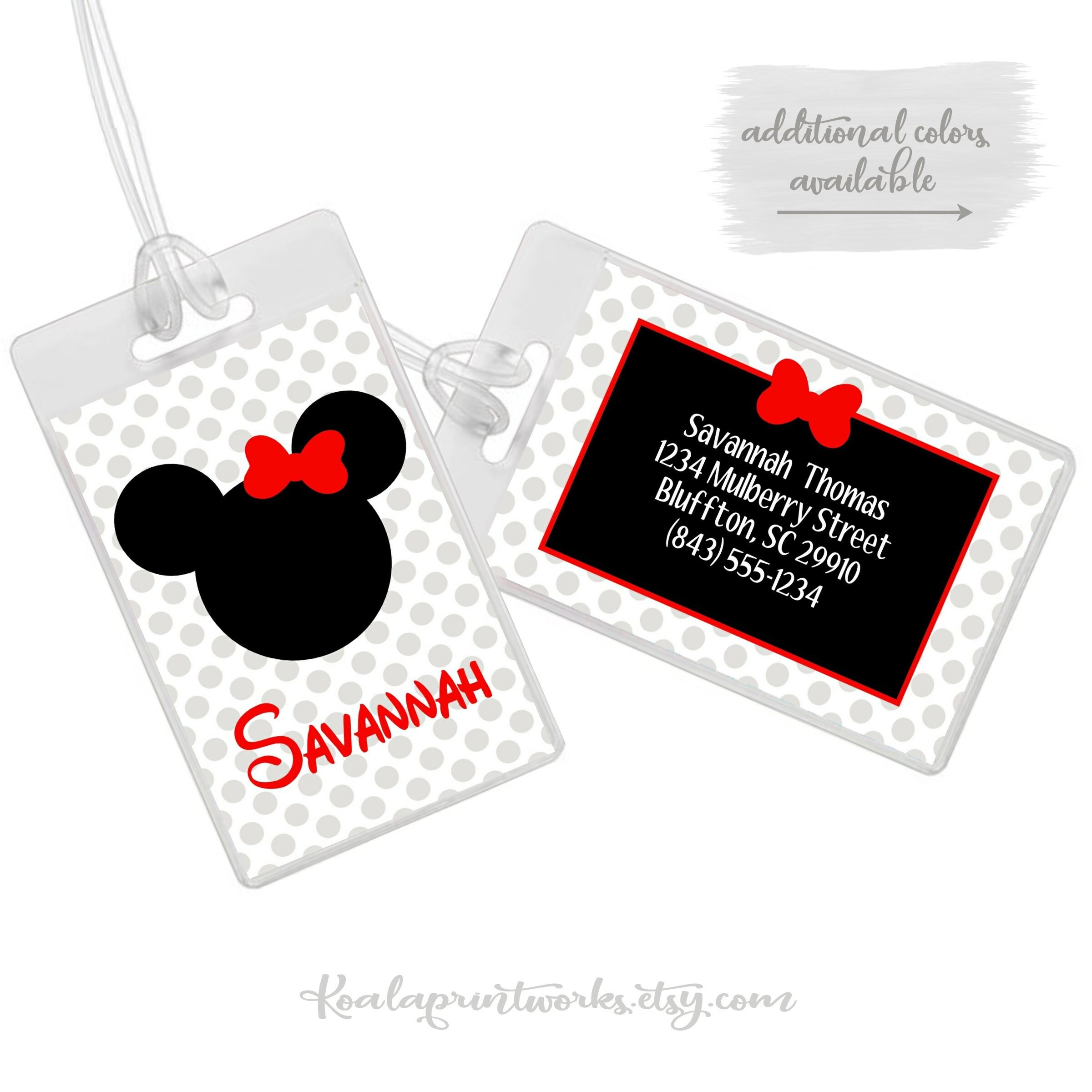 minnie mouse luggage tag
