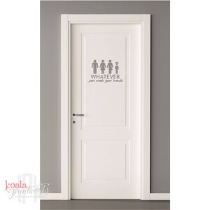 Whatever Just Wash Your Hands Restroom Decal | Unisex Toilet Sign | Bathroom Decal | Door Sticker | Bath | Funny Bathroom Decor | Alien bild 3
